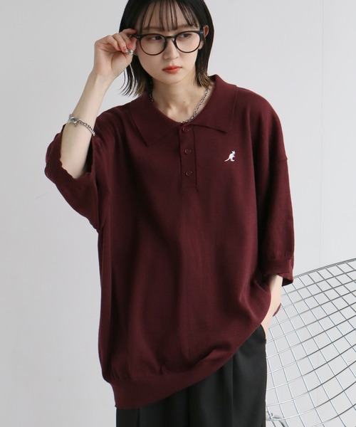 KANGOL(カンゴール)の「【KANGOL/カンゴール】別注 ワンポイント刺繍 半袖 ニットポロ(ポロシャツ・メンズ・ネイビー/ブラウン/ワインレッド/グリーン/アイボリー/ブラック・M/L/XL)」の11枚目の写真