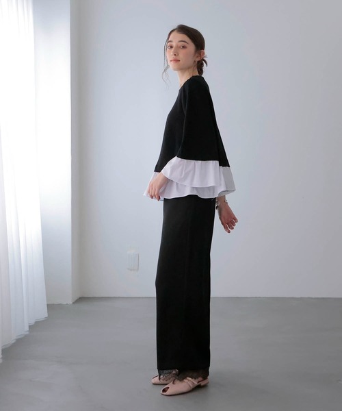 Jines（ジネス）の「ドッキングデザイントップス（Tシャツ/カットソー・レディース・ブラック/ネイビー・38）」の4枚目の写真