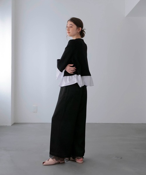 Jines（ジネス）の「ドッキングデザイントップス（Tシャツ/カットソー・レディース・ブラック/ネイビー・38）」の5枚目の写真