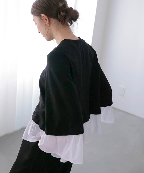 Jines（ジネス）の「ドッキングデザイントップス（Tシャツ/カットソー・レディース・ブラック/ネイビー・38）」の8枚目の写真