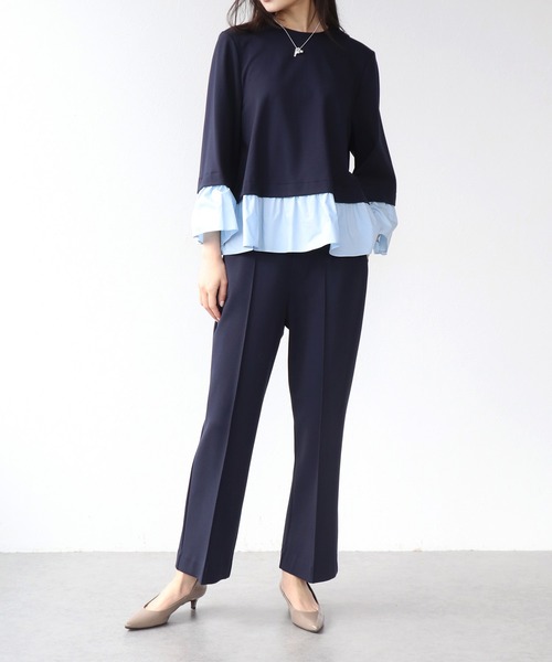 Jines（ジネス）の「ドッキングデザイントップス（Tシャツ/カットソー・レディース・ブラック/ネイビー・38）」の9枚目の写真