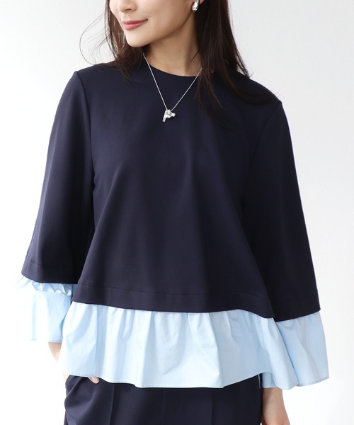 Jines（ジネス）の「ドッキングデザイントップス（Tシャツ/カットソー・レディース・ブラック/ネイビー・38）」の12枚目の写真