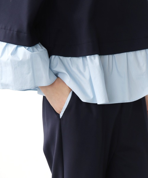 Jines（ジネス）の「ドッキングデザイントップス（Tシャツ/カットソー・レディース・ブラック/ネイビー・38）」の13枚目の写真