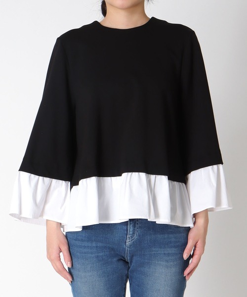 Jines（ジネス）の「ドッキングデザイントップス（Tシャツ/カットソー・レディース・ブラック/ネイビー・38）」の14枚目の写真