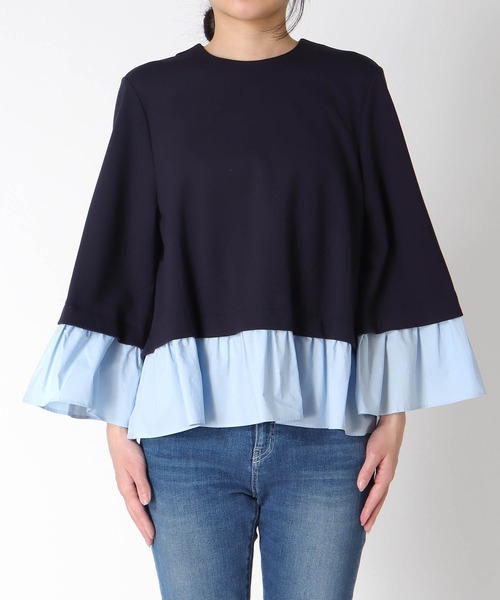 Jines（ジネス）の「ドッキングデザイントップス（Tシャツ/カットソー・レディース・ブラック/ネイビー・38）」の22枚目の写真