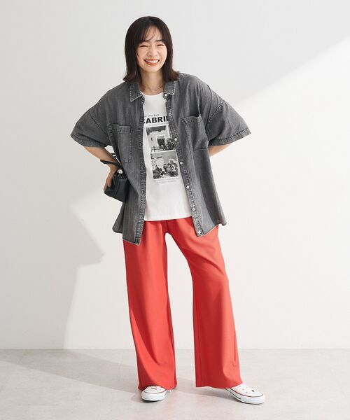 Green　Parks（グリーンパークス）の「セルフカットリブパンツ（その他パンツ・レディース・レッド/グリーン/ホワイト系その他2/ブラック・FREE）」の7枚目の写真