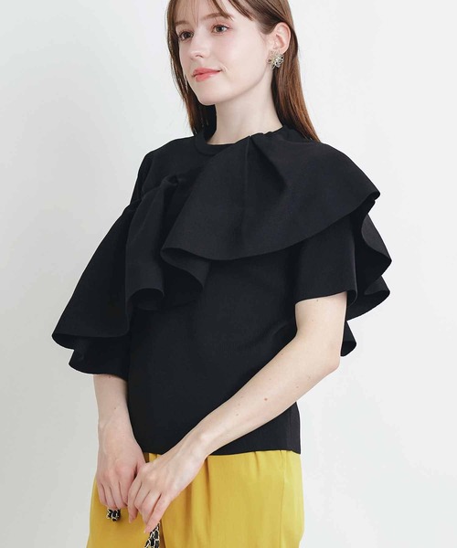 PICCIN PERLA(ピッチンペルラ)の「ケープ付きニット(ニット/セーター・レディース・ブラック/サックスブルー/オフホワイト・M)」の22枚目の写真