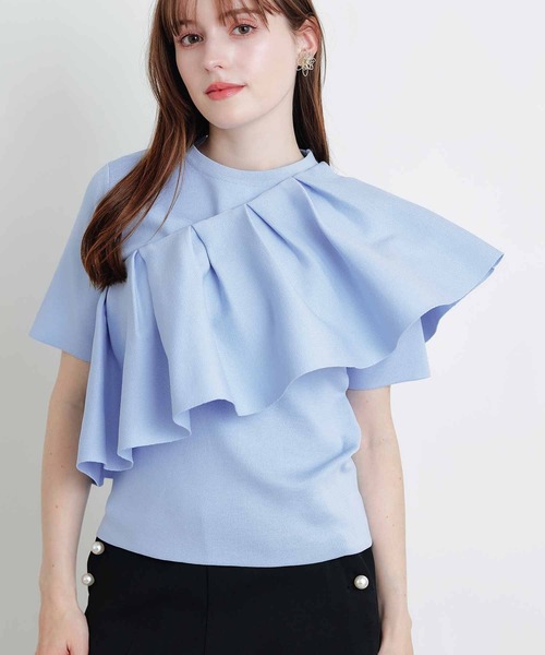 PICCIN PERLA(ピッチンペルラ)の「ケープ付きニット(ニット/セーター・レディース・ブラック/サックスブルー/オフホワイト・M)」の11枚目の写真