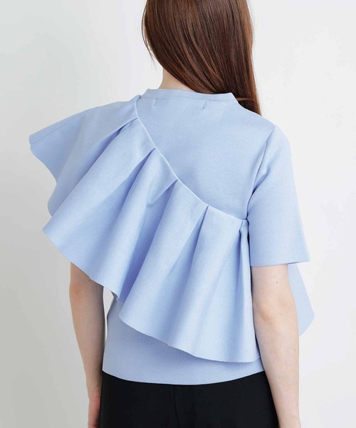 PICCIN PERLA(ピッチンペルラ)の「ケープ付きニット(ニット/セーター・レディース・ブラック/サックスブルー/オフホワイト・M)」の14枚目の写真