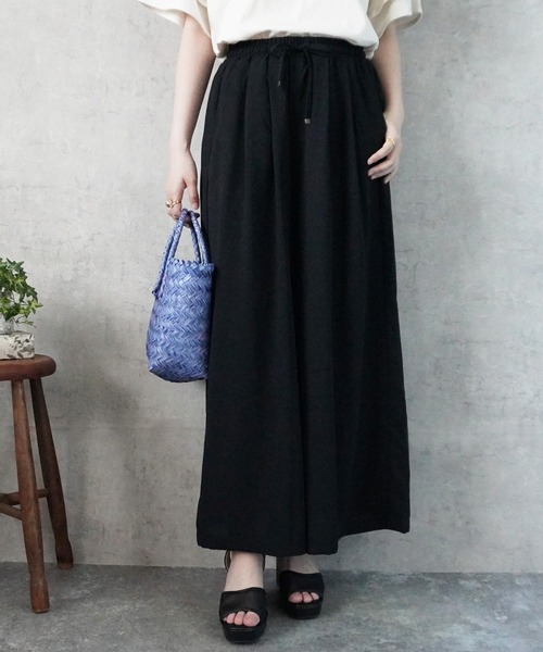 Emma（SELECT LEVERY）（エマ セレクトリベリー）の「リネンライクスカーチョ（スカート・レディース・ブラック/オレンジ/ベージュ・X-LARGE/LARGE/MEDIUM/SMALL）」の2枚目の写真