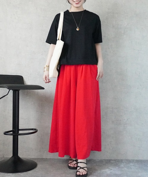 Emma（SELECT LEVERY）（エマ セレクトリベリー）の「リネンライクスカーチョ（スカート・レディース・ブラック/オレンジ/ベージュ・X-LARGE/LARGE/MEDIUM/SMALL）」の4枚目の写真