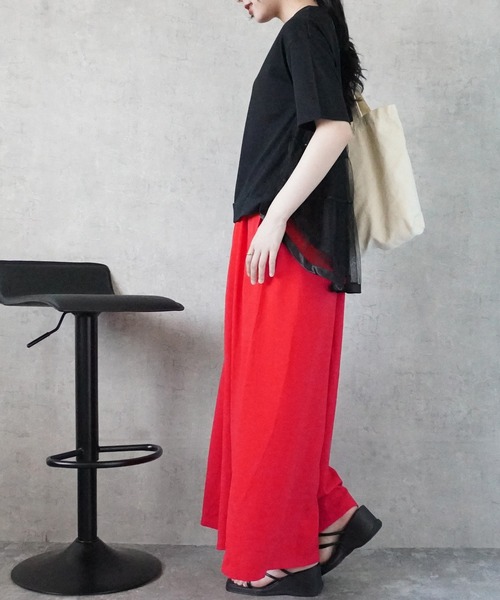 Emma（SELECT LEVERY）（エマ セレクトリベリー）の「リネンライクスカーチョ（スカート・レディース・ブラック/オレンジ/ベージュ・X-LARGE/LARGE/MEDIUM/SMALL）」の6枚目の写真