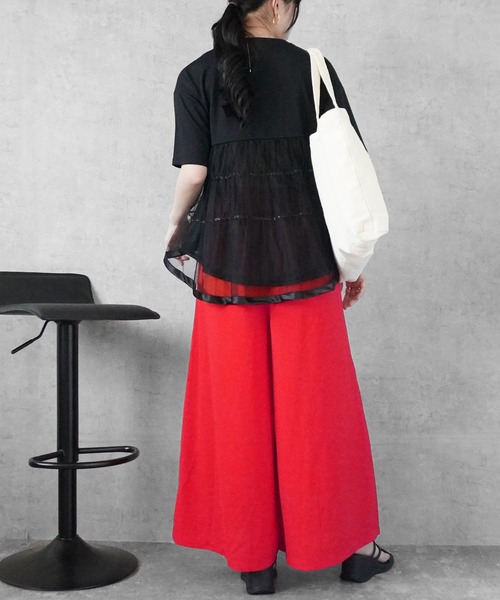 Emma（SELECT LEVERY）（エマ セレクトリベリー）の「リネンライクスカーチョ（スカート・レディース・ブラック/オレンジ/ベージュ・X-LARGE/LARGE/MEDIUM/SMALL）」の8枚目の写真