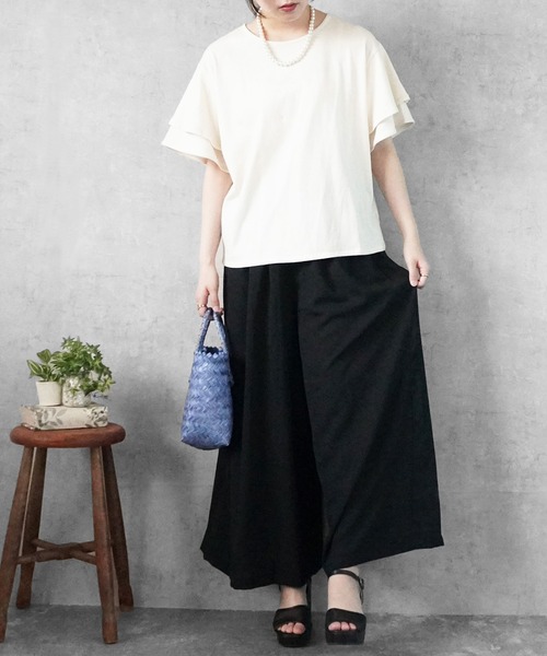 Emma（SELECT LEVERY）（エマ セレクトリベリー）の「リネンライクスカーチョ（スカート・レディース・ブラック/オレンジ/ベージュ・X-LARGE/LARGE/MEDIUM/SMALL）」の16枚目の写真