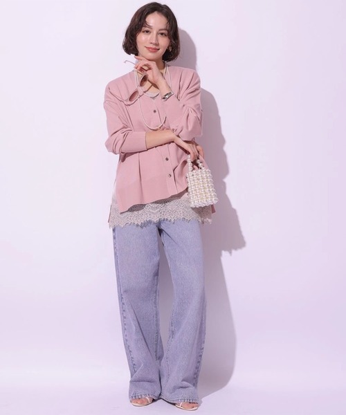 ピンクトッピングワイドデニムパンツ（その他パンツ）｜Arpege story