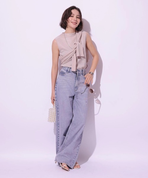ピンクトッピングワイドデニムパンツ（その他パンツ）｜Arpege story