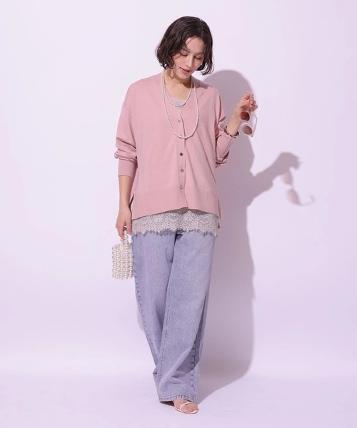 ピンクトッピングワイドデニムパンツ（その他パンツ）｜Arpege story