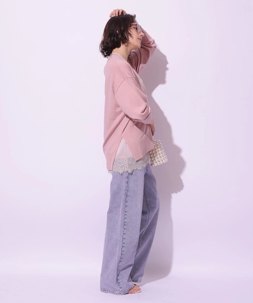 ピンクトッピングワイドデニムパンツ（その他パンツ）｜Arpege story