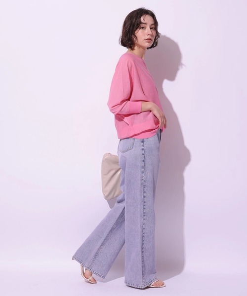ピンクトッピングワイドデニムパンツ(その他パンツ)|Arpege story ピンクトッピングワイドデニムパンツ(その他パンツ)|Arpege story