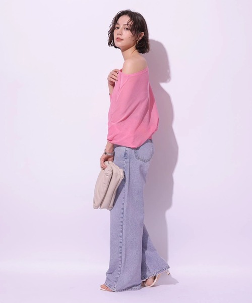 ピンクトッピングワイドデニムパンツ（その他パンツ）｜Arpege story