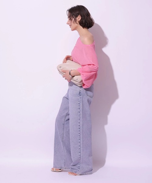 ピンクトッピングワイドデニムパンツ（その他パンツ）｜Arpege story
