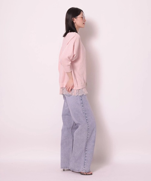 ピンクトッピングワイドデニムパンツ（その他パンツ）｜Arpege story