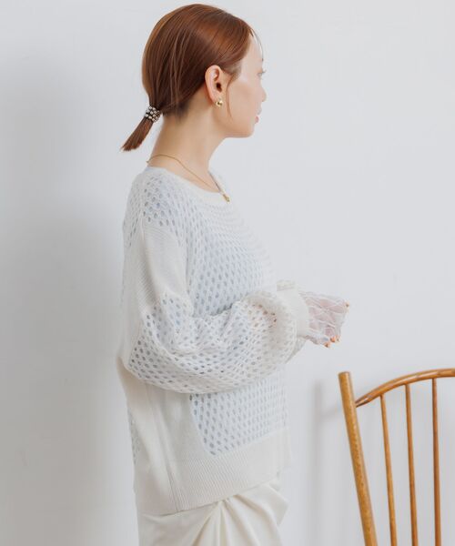 RETRO GIRL(レトロガール)の「メッシュニットプルオーバー(ニット/セーター・レディース・オフホワイト/ブラック/オレンジ・FREE)」の11枚目の写真