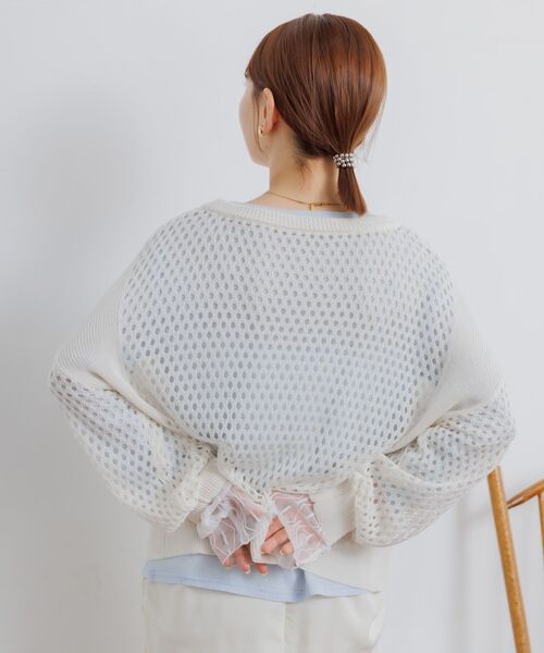 RETRO GIRL(レトロガール)の「メッシュニットプルオーバー(ニット/セーター・レディース・オフホワイト/ブラック/オレンジ・FREE)」の12枚目の写真
