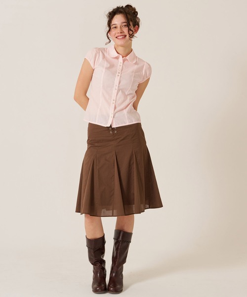 TINA:JOJUN(ティーナジョジュン)の「コンパクト キャップスリーブ ブラウス TINA:JOJUN(シャツ/ブラウス・レディース・ピンク/ホワイト・M)」の15枚目の写真