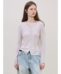 v-neck ribbed button top (Pale blue)
