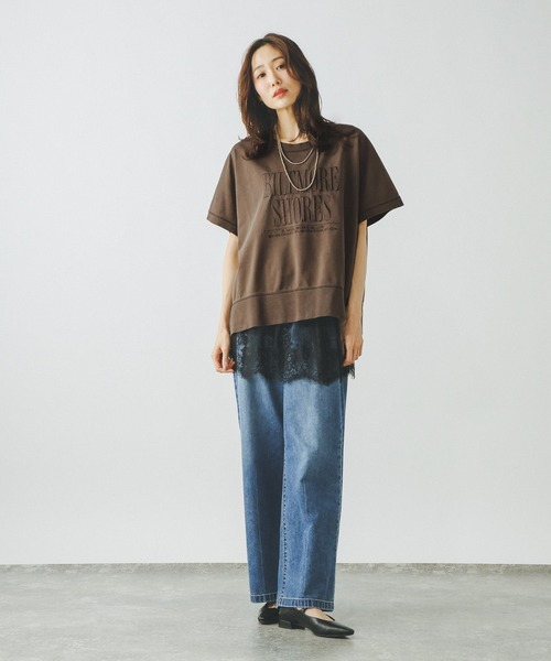 GLOBAL WORK(グローバルワーク)の「ピグメントカレッジプルオーバー6分袖/660939(Tシャツ/カットソー・レディース・グレイッシュベージュ/ダークブラウン/ブルー/ダークグレー・MEDIUM/LARGE)」の16枚目の写真