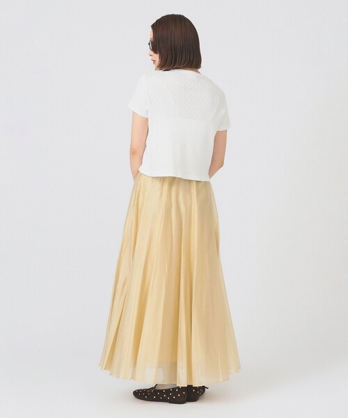 Ray BEAMS(レイビームス)の「【7/31再値下げ】ORCIVAL / パターン メッシュ クルーネック Tシャツ(Tシャツ/カットソー・レディース・ホワイト/レッド・1)」の5枚目の写真