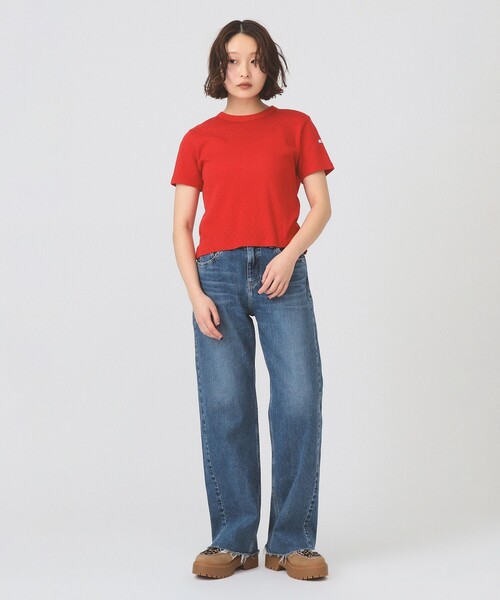Ray BEAMS(レイビームス)の「【7/31再値下げ】ORCIVAL / パターン メッシュ クルーネック Tシャツ(Tシャツ/カットソー・レディース・ホワイト/レッド・1)」の7枚目の写真