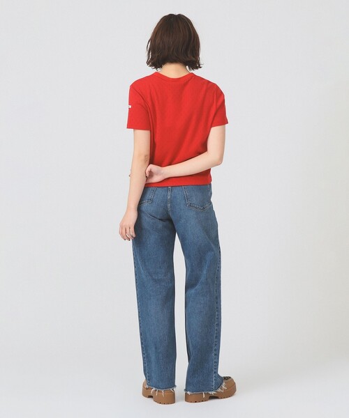 Ray BEAMS(レイビームス)の「【7/31再値下げ】ORCIVAL / パターン メッシュ クルーネック Tシャツ(Tシャツ/カットソー・レディース・ホワイト/レッド・1)」の9枚目の写真