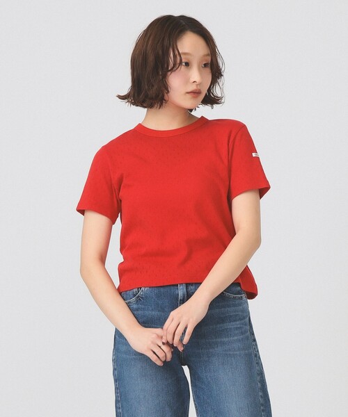 Ray BEAMS(レイビームス)の「【7/31再値下げ】ORCIVAL / パターン メッシュ クルーネック Tシャツ(Tシャツ/カットソー・レディース・ホワイト/レッド・1)」の10枚目の写真