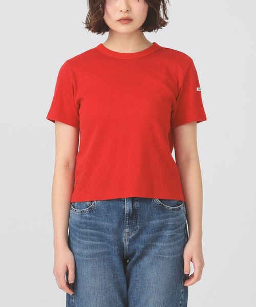 Ray BEAMS(レイビームス)の「【7/31再値下げ】ORCIVAL / パターン メッシュ クルーネック Tシャツ(Tシャツ/カットソー・レディース・ホワイト/レッド・1)」の11枚目の写真