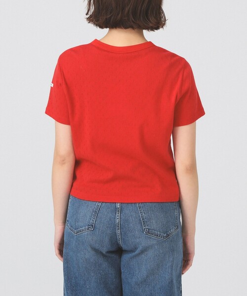 Ray BEAMS(レイビームス)の「【7/31再値下げ】ORCIVAL / パターン メッシュ クルーネック Tシャツ(Tシャツ/カットソー・レディース・ホワイト/レッド・1)」の13枚目の写真