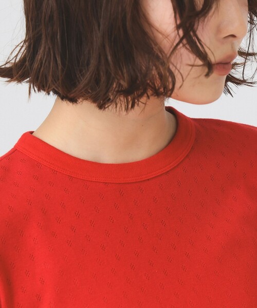 Ray BEAMS(レイビームス)の「【7/31再値下げ】ORCIVAL / パターン メッシュ クルーネック Tシャツ(Tシャツ/カットソー・レディース・ホワイト/レッド・1)」の14枚目の写真
