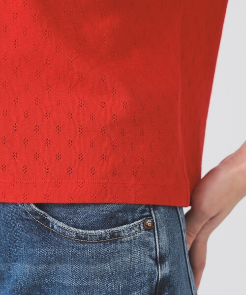 Ray BEAMS(レイビームス)の「【7/31再値下げ】ORCIVAL / パターン メッシュ クルーネック Tシャツ(Tシャツ/カットソー・レディース・ホワイト/レッド・1)」の16枚目の写真