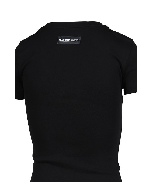 MARINE SERRE(マリーン・セル)の「MOON LOGO JERSEY SS BABY FIT T-SHIRT(Tシャツ/カットソー・レディース・ブラック/ホワイト・SMALL/X-SMALL/MEDIUM)」の4枚目の写真