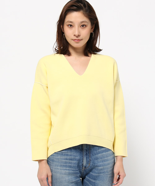 GALLARDAGALANTE（ガリャルダガランテ）の「両目編みVプルオーバーニット（ニット/セーター・レディース・ベージュ/イエロー・FREE）」の6枚目の写真