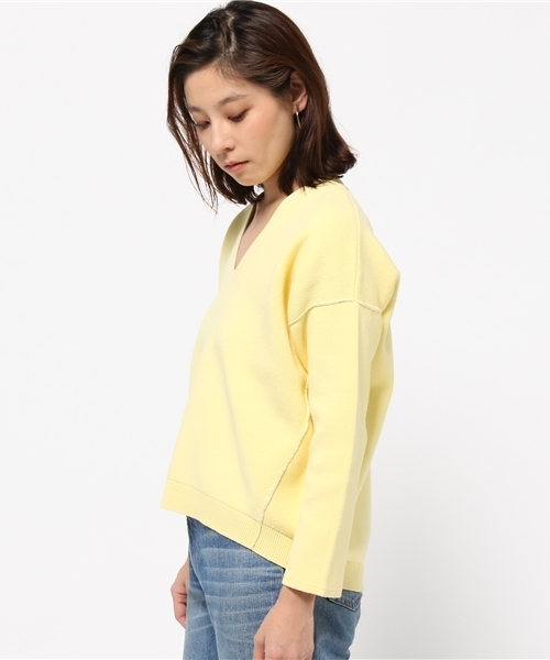 GALLARDAGALANTE（ガリャルダガランテ）の「両目編みVプルオーバーニット（ニット/セーター・レディース・ベージュ/イエロー・FREE）」の7枚目の写真