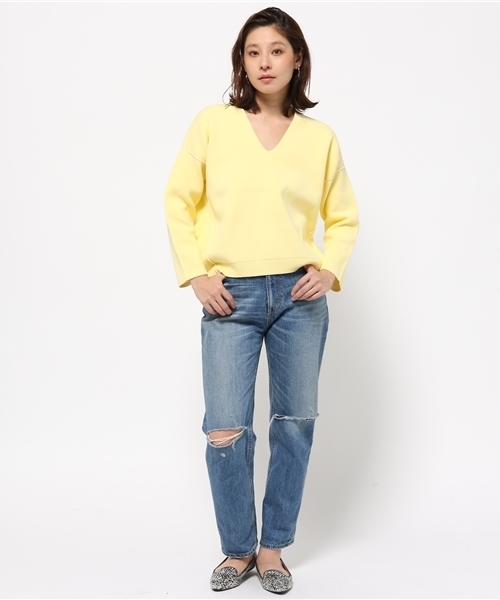 GALLARDAGALANTE（ガリャルダガランテ）の「両目編みVプルオーバーニット（ニット/セーター・レディース・ベージュ/イエロー・FREE）」の9枚目の写真