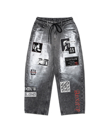 BLACK BLOND（ブラック ブロンド）の「ビビディエンザイアティマルチパッチデニムパンツ（ヴィンテージブラック）（デニムパンツ）」