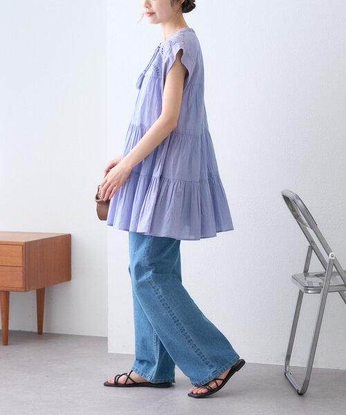 CIAOPANIC TYPY(チャオパニックティピー)の「【India】ハシゴレースティアードチュニックワンピ(シャツ/ブラウス・レディース・サックスブルー/アイボリー/ブラック・ONE SIZE)」の15枚目の写真