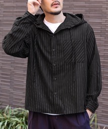 先染め長袖フード付きシャツ