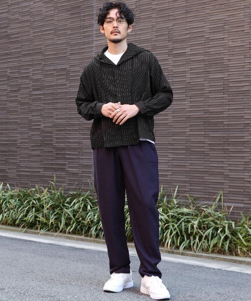 LUXSTYLE(ラグスタイル)の「先染め長袖フード付きシャツ(シャツ/ブラウス・メンズ・ストライプ/チェック・M/L)」の9枚目の写真