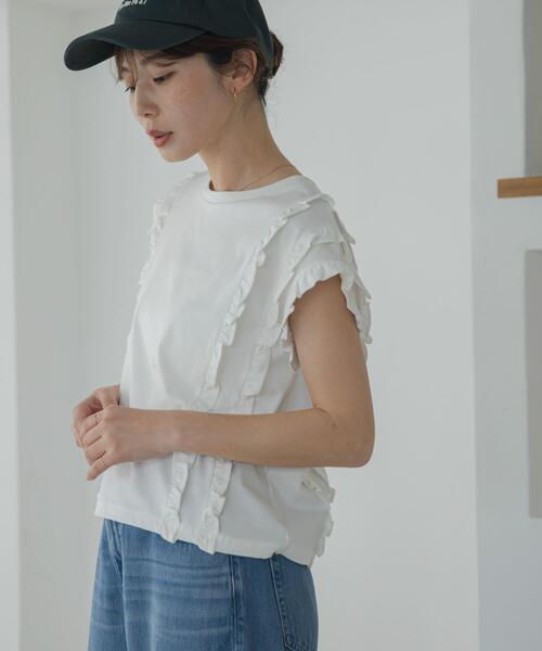 URBAN RESEARCH Sonny Label（アーバンリサーチサニーレーベル）の「ミニフリルフレンチTシャツ（Tシャツ/カットソー・レディース・ブラック/オフホワイト/ネイビー・FREE）」の2枚目の写真