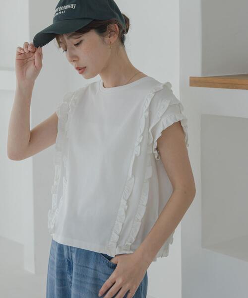 URBAN RESEARCH Sonny Label（アーバンリサーチサニーレーベル）の「ミニフリルフレンチTシャツ（Tシャツ/カットソー・レディース・ブラック/オフホワイト/ネイビー・FREE）」の4枚目の写真