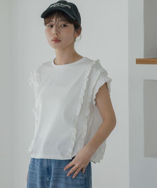 URBAN RESEARCH Sonny Label（アーバンリサーチサニーレーベル）の「ミニフリルフレンチTシャツ（Tシャツ/カットソー・レディース・ブラック/オフホワイト/ネイビー・FREE）」の7枚目の写真